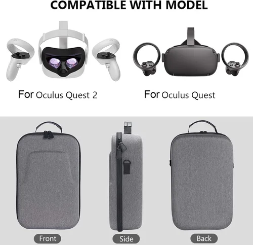 Vista 3 de Funda para Oculus Quest 2 Bolsa de viaje rígida para Oculus Quest 2 Bolsa de almacenamiento impermeable para Oculus Quest 2 con correa Elite