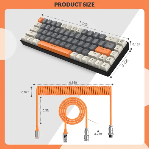 Vista 8 de T8 - Teclado mecánico 60% para juegos, mini teclado TKL de diseño compacto de 68 teclas, retroiluminación RGB de 18 cromas, interruptor marrón