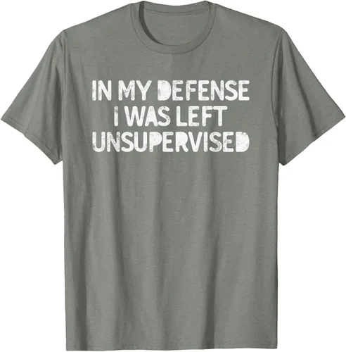 Vista 26 de Camiseta divertida con texto en inglés "Saying In My Defense I Was Left Unsupervised" Negro