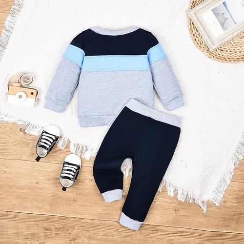 Vista 3 de CETEPY Ropa de bebé niño pequeño sudadera patchwork otoño invierno camisa de manga larga pantalones conjuntos de ropa 3-24 meses