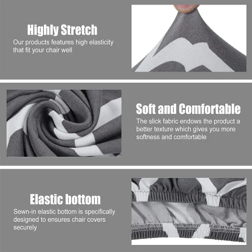 Vista 4 de SearchI Paquete de 4 fundas para silla, fundas elásticas para taburetes de bar, extraíbles y lavables, estampadas, fundas para sillas de taburete