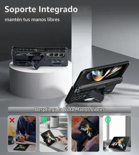 Vista 3 de Funda para Samsung Galaxy Z-Fold-4, protector de pantalla integrado con función atril