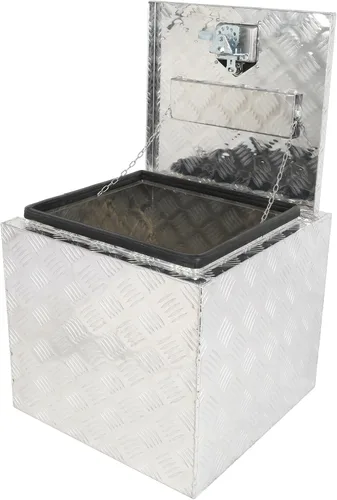 Vista 6 de SCITOO - Caja de herramientas de aluminio de 18 pulgadas de plata resistente para cama de camión, caja de herramientas para remolque de RV