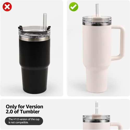 Vista 3 de Linsaner - Paquete de 1 funda de silicona para popote Stanley Cup (cuarzo rosa)