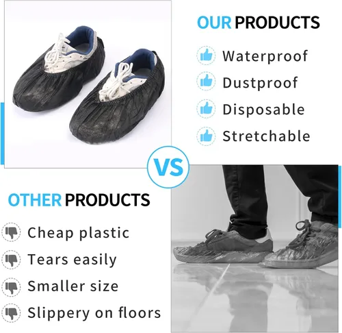 Vista 4 de Frontline Fundas para zapatos desechables antideslizantes, paquete de 100 unidades, fundas premium para botas de tela no tejida duraderas