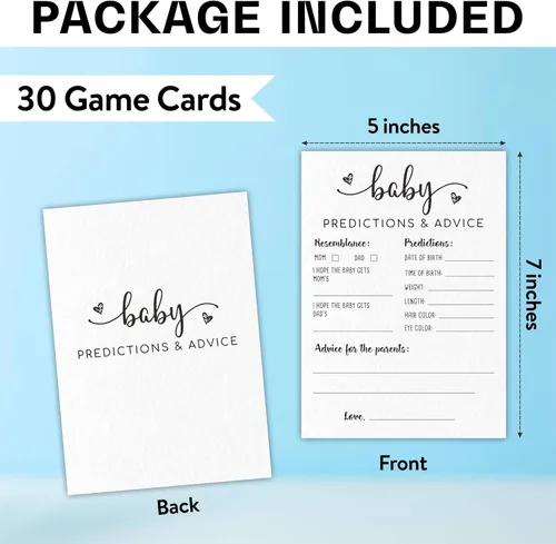Vista 2 de Juego de cartas minimalistas para baby shower, consejos para nuevos padres, fiesta de revelación de género, juego de 30 -A01