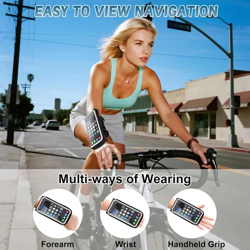 Vista 2 de Brazalete para correr en el antebrazo, resistente al sudor para correr, se adapta a teléfonos de 7 pulgadas Armband cell phone holder with Card
