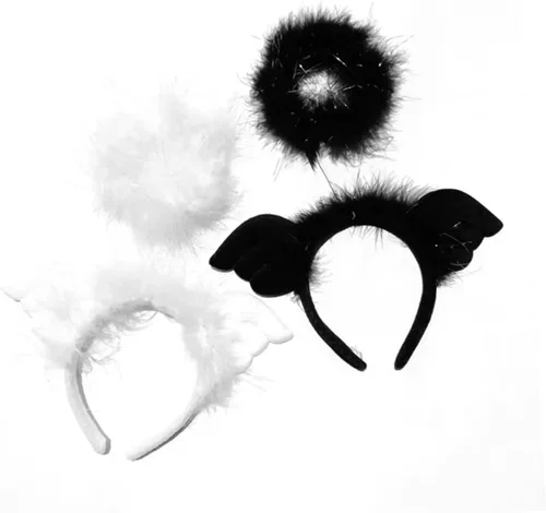 Vista 6 de CALLARON 2 Pcs White Headbands Halloween Decoration Cosplay Costume Halloween Angel Decoration Cup Display Shelf