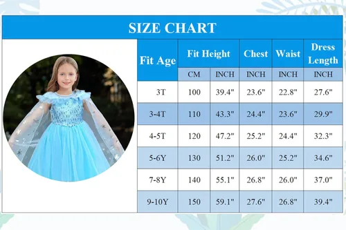 Vista 7 de GZ-LAOPAITOU Princess Dress Up Clothes for Little Girls Halloween Birthday Christmas Party Cosplay Costume