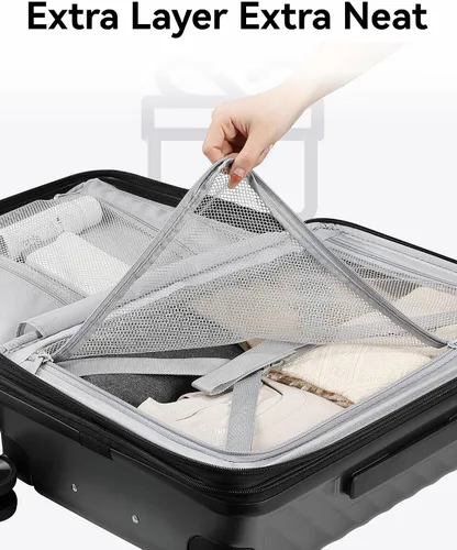 Vista 6 de LUGGEX Equipaje de mano 22 x 14 x 9 aprobado por aerolíneas - Maleta rígida expandible 100% policarbonato con ruedas giratorias, negro-pistola, Todo