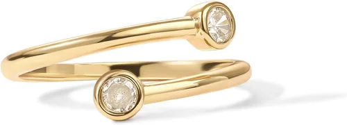 Vista 3 de PAVOI 14K Gold Plated CZ Bypass Ring Simulated Diamond BTY Ring Stacking Rings for Women