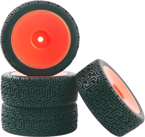 Vista 8 de Llantas hexagonales RC de 0.472 in y neumáticos de goma compatibles con HSP Tamiya HPI Kyosho 1/10 On-Road Touring Car WLtoys 1/14 144001 Traxxas