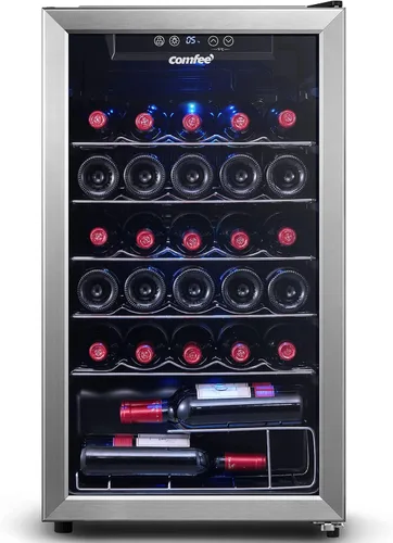 Vista 10 de COMFEE' CRW28B7AST Enfriador de vino independiente e integrado, refrigerador de vino de 28 botellas, zona de enfriamiento doble, control digital