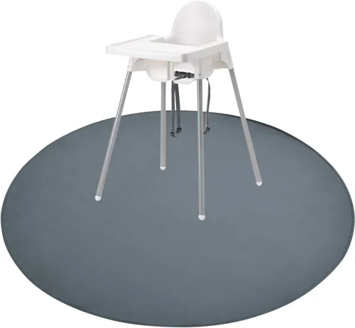 Vista 9 de Tapete de salpicaduras para bebé debajo de la silla alta, tapete de salpicaduras de 51 x 51 pulgadas, tapete impermeable y lavable, protector