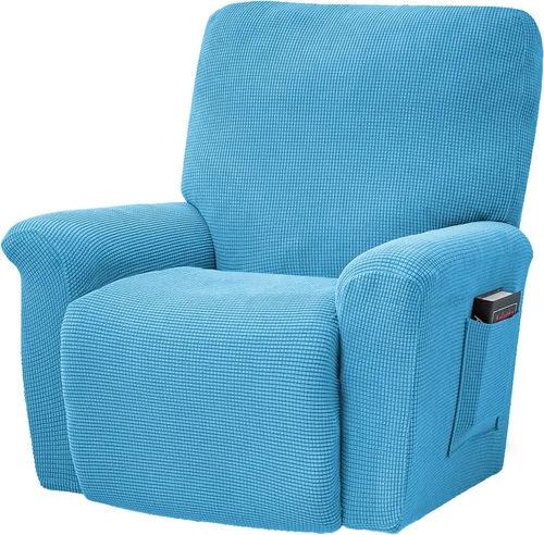 Vista 23 de CONRUSER Fundas elásticas para sillas reclinables, funda suave de 4 piezas, funda gruesa para sofá individual, funda de jacquard con bolsillo