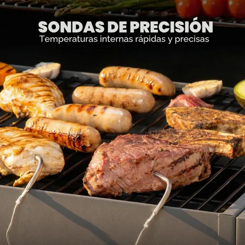 Vista 4 de Feasto - Parrilla de carbón resistente de 30 pulgadas, control digital de temperatura y 2 sondas para carne Outdoor BBQ Grill with Offset Smoker