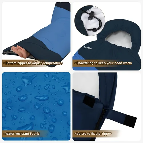 Vista 3 de GEERTOP Backpacking Sleeping Bag for Camping, Lightweight Sleeping Bags for Adults Kids Summer Warm Cold Weather Hiking Travel Azul dusk