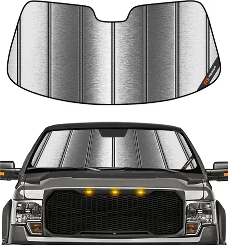 Vista 11 de Pigenius Parasol para parabrisas para Ford F-150 2021-2025 Parasol para ventana delantera - AstraGuard Plateado