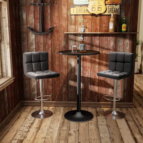 Vista 8 de Homall - Taburetes de bar de cuero sintético, con altura ajustable, giratorios, hidráulicos sin brazos, taburete de bar y cocina cuadrado de altura