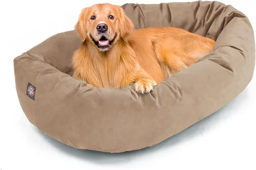 Vista 17 de Majestic Pet Cama para Perros de 52 Pulgadas de Ante Calmante Lavable 52x35x11 (Pulgadas) – Acogedora Cama Redonda para Perros con Forma de Dona
