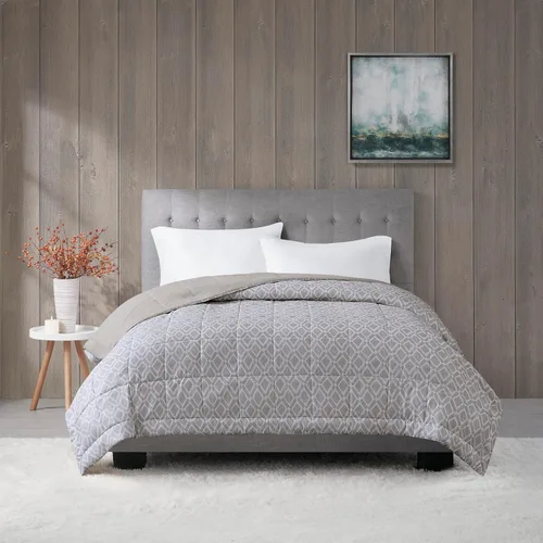 Vista 11 de Madison Park Edredón alternativo de plumón tamaño King para cama, borde Negro