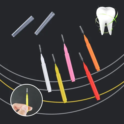 Vista 2 de 75 piezas de cepillos para dientes dentales dentales hilo dental cepillo palillo de dientes para limpieza interdental, herramienta de limpieza