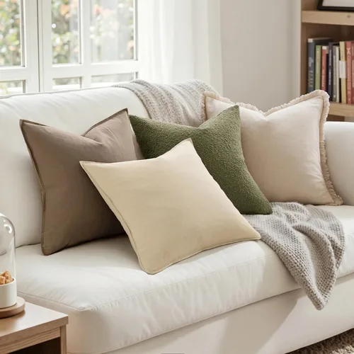 Vista 3 de MIULEE - Paquete de 2 fundas de cojín decorativas de lino, estilo bohemio y moderno, suaves, acento euro, para cama, neutral, fundas de cojín