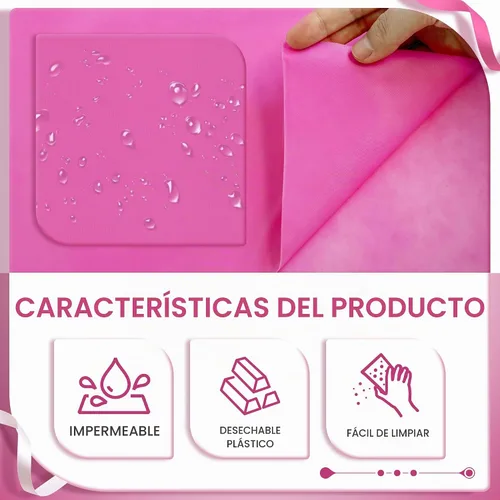 Vista 3 de Just Shimmer Mantel rectangular serie rosa de 6 piezas, 54 x 72 pulgadas, color sólido, impermeable y a prueba de derrames, mantel de plástico Serie