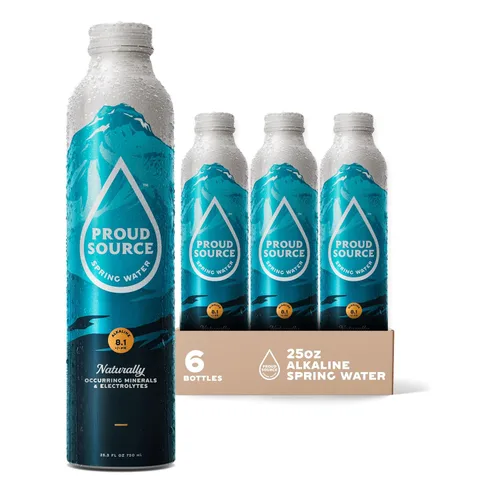 Vista 9 de Proud Source Agua alcalina de manantial, agua mineral de origen Rocky Mountain con electrolitos, botellas de aluminio infinitamente reciclables sin