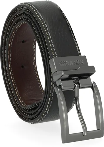 Vista 15 de Steve Madden Cinturón de cuero reversible para hombre, casual, para todos los días Marrón/Negro