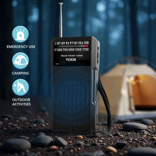 Vista 4 de Radios portátil Am Fm, radio a batería con conector para auriculares y clip trasero, radio de bolsillo con recepción de largo alcance para personas