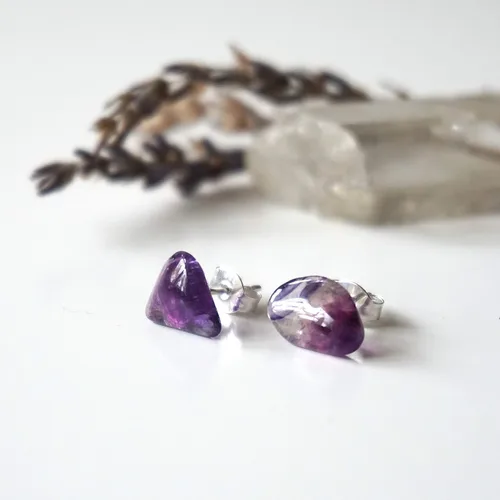 Vista 13 de Pendientes de tuerca de cristal de piedra natal aleternativa para mujer y hombre