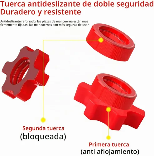 Vista 3 de Juego de mancuernas para discos de peso de 1 pulgada de ancho, asas de barra roscadas duraderas, accesorios de levantamiento de pesas ajustables