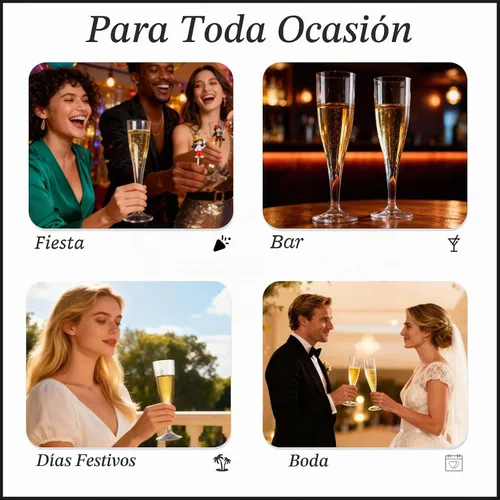 Vista 7 de Bestluck Paquete de 100 Copas de Champán de Plástico, 4.5 oz Cristalería Desechable de Plástico Transparente, Copas de Champán Desechables