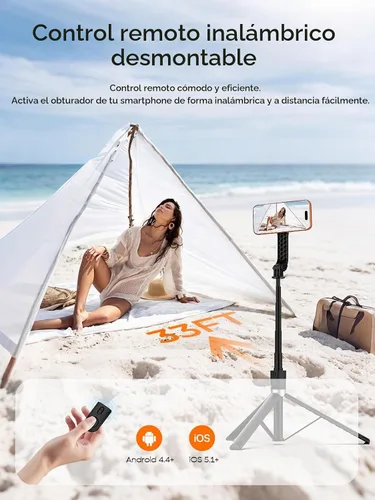 Vista 12 de Trípode para teléfono y palo para selfie, trípode extensible todo en uno de aluminio de 74.8 in para smartphone Negro
