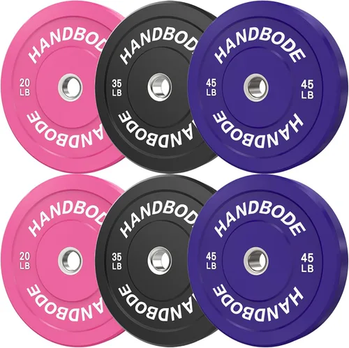 Vista 12 de HANDBODE Juego de discos de peso de 2 pulgadas de alto rebote, juego de discos olímpicos de 45/100/160/190/260/300 libras, juego de discos