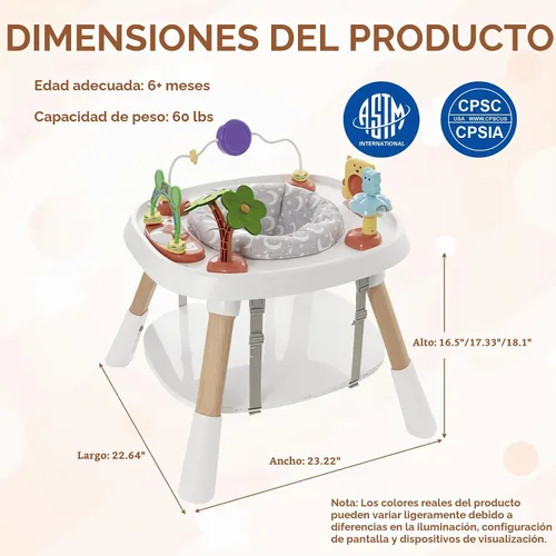 Vista 3 de Baby Activity Center, 6-in-1 Stationary Standing Table for Baby 6-36 Month Light Wood Tone