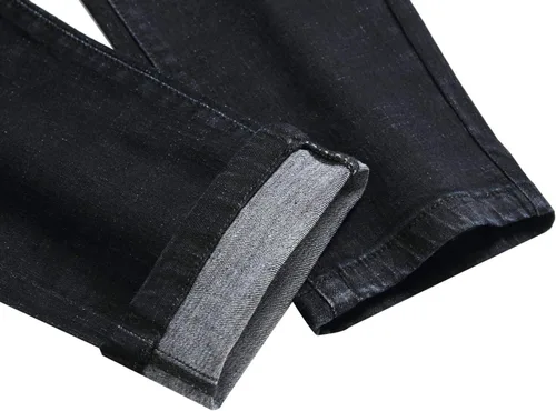 Vista 7 de QIMYUM Jeans ajustados para hombre, jeans ajustados rasgados para hombre, jeans de motociclista, elásticos, pantalones de mezclilla de Moto Cargo