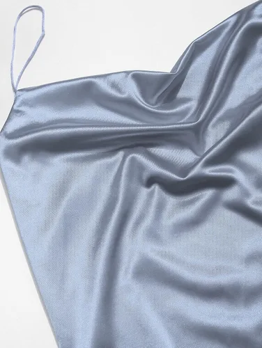 Vista 4 de ZAFUL Vestido de satén con tirantes delgados para mujer, ajustado, con abertura lateral, mini vestido sexy sin mangas, vestido de fiesta corto