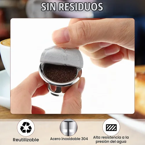 Vista 6 de Didaey Cápsulas de Espresso Reutilizables de Acero Inoxidable Vainas de Café Recargables Cápsulas de Espresso Reutilizables con Sellos de Papel
