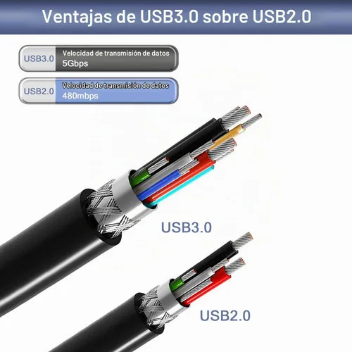 Vista 6 de Tan QY Cable USB 3.0 A-macho a B-Macho de 1 pie, para impresora/disco duro