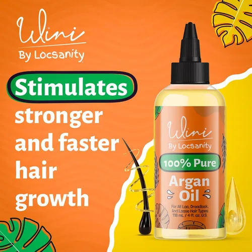 Vista 4 de Locsanity Wini Pure Aceite de argán orgánico 100% prensado en frío para cabello y cuerpo Sin OMG 4 onzas líquidas: aceite hidratante