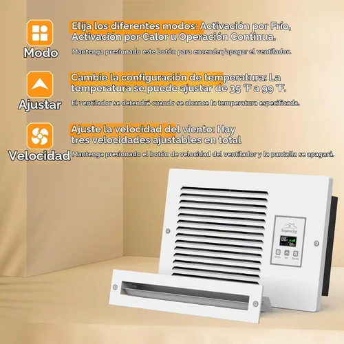 Vista 3 de Ventilador de transferencia de aire de habitación a habitación, ventilador de escape de pared con sistema de intercambio de aire programado