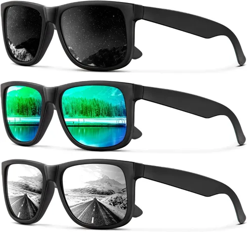 Vista 37 de KALIYADI Sunglasses Men Polarized Sun glasses for Mens Womens Classic Matte Black Frame UV Protection 3pack negro + negro + amarillo + amarillo