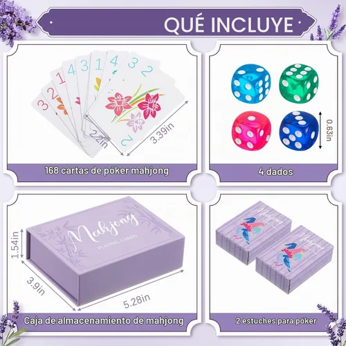 Vista 2 de Soulchen Juego de 168 piezas de PVC American Mahjong Card,Blossom,Lavender Lavanda