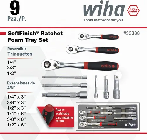 Vista 3 de Juego de llaves de trinquete SoftFinish de 9 piezas
