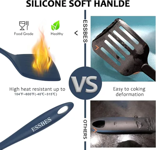 Vista 3 de Espátula de silicona extra grande resistente al calor de 600 °F, antiadherente, flexible, utensilios aptos para lavavajillas, sin BPA, agarres