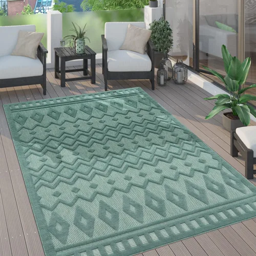 Vista 33 de Paco Home Alfombra para interiores y exteriores con patrón geométrico enrejado en antracita, tamaño: 2' x 3'3