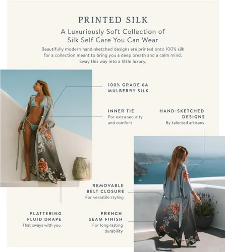 Vista 2 de Silk Botan Long Kimono Robe