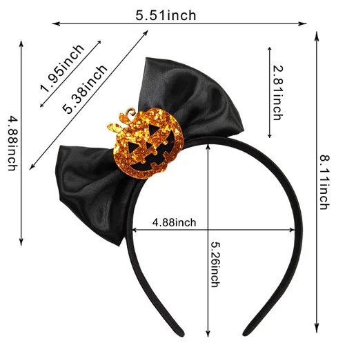 Vista 12 de Totelux Diadema de lazo de Halloween, Naranja, 1 unidad (paquete de 1)